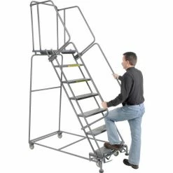 Ballymore Perforated 24"W 7 Step Steel Rolling Ladder 21"D Top Step- Lock Type B - FS073021P 26 Ballymore Perforated 24"W 7 Step Steel Rolling Ladder 21"D Top Step- Lock Type B - FS073021P -Ladders Sales Store 607371 04