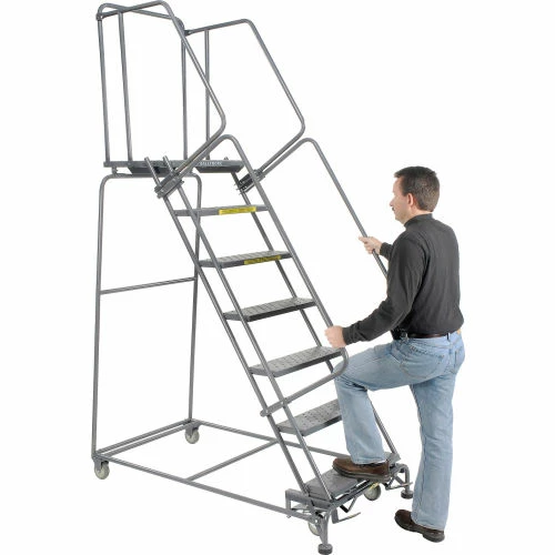 Ballymore Perforated 24"W 7 Step Steel Rolling Ladder 21"D Top Step- Lock Type B - FS073021P 7 Ballymore Perforated 24"W 7 Step Steel Rolling Ladder 21"D Top Step- Lock Type B - FS073021P - Image 5