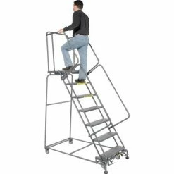 Ballymore Perforated 24"W 7 Step Steel Rolling Ladder 21"D Top Step- Lock Type B - FS073021P 27 Ballymore Perforated 24"W 7 Step Steel Rolling Ladder 21"D Top Step- Lock Type B - FS073021P -Ladders Sales Store 607371 05