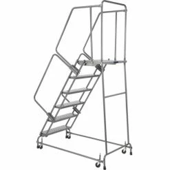 Ballymore Steel Perforated 16"W 6-Step Rolling Ladder -Ladders Sales Store 607376 03