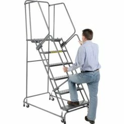 Ballymore Steel Perforated 16"W 6-Step Rolling Ladder -Ladders Sales Store 607376 04