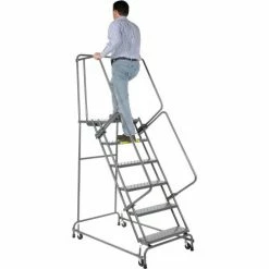 Ballymore Steel Perforated 16"W 6-Step Rolling Ladder -Ladders Sales Store 607376 05