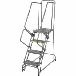Ballymore Grip 16"W 4 Step Steel Rolling Ladder 21"D Top Step - FSH41821G