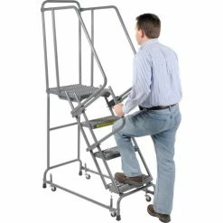 Ballymore Grip 16"W 4 Step Steel Rolling Ladder 21"D Top Step - FSH41821G 22 Ballymore Grip 16"W 4 Step Steel Rolling Ladder 21"D Top Step - FSH41821G -Ladders Sales Store 607383 04