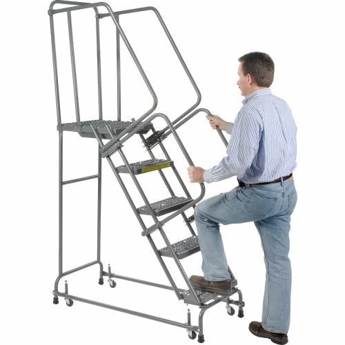 Ballymore Grip 24"W 5 Step Steel Rolling Ladder 21"D Top Step - FSH52621G 6 Ballymore Grip 24"W 5 Step Steel Rolling Ladder 21"D Top Step - FSH52621G - Image 4
