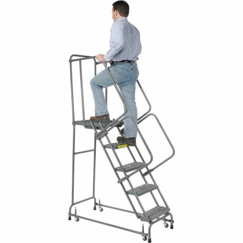 Ballymore Grip 24"W 5 Step Steel Rolling Ladder 21"D Top Step - FSH52621G 7 Ballymore Grip 24"W 5 Step Steel Rolling Ladder 21"D Top Step - FSH52621G - Image 5