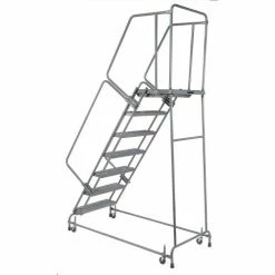 Ballymore Grip 16"W 7 Step Steel Rolling Ladder 21"D Top Step - FSH71821G -Ladders Sales Store 607390