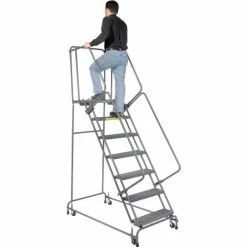 Ballymore Grip 16"W 7 Step Steel Rolling Ladder 21"D Top Step - FSH71821G -Ladders Sales Store 607390 05