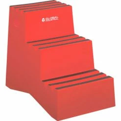Global Industrial 3 Step Plastic Step Stand, 20"W x 28-1/2"L x 33-1/2"H, Red