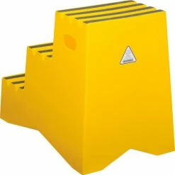 Global Industrial™ 3 Step Plastic Step Stand, 20"W x 28-1/2"L x 33-1/2"H, Yellow -Ladders Sales Store 641272 02