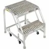 Tri-Arc 2 Step Aluminum Rolling Ladder, 16"W Grip Step, W/O Handrails - WLAR002165