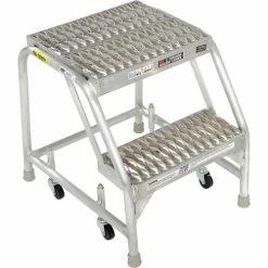 Tri-Arc 2 Step Aluminum Rolling Ladder, 16"W Grip Step, W/O Handrails - WLAR002165