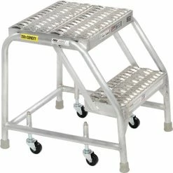 Tri-Arc 2 Step Aluminum Rolling Ladder, 16"W Grip Step, W/O Handrails - WLAR002165 -Ladders Sales Store 703200 02