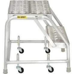Tri-Arc 2 Step Aluminum Rolling Ladder, 16"W Grip Step, W/O Handrails - WLAR002165 -Ladders Sales Store 703200 03