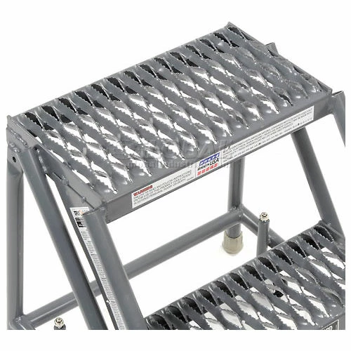 Tri-Arc Grip 16"W 2 Step Steel Rolling Ladder 10"D Top Step - KDSR002162 8 Tri-Arc Grip 16"W 2 Step Steel Rolling Ladder 10"D Top Step - KDSR002162 - Image 6