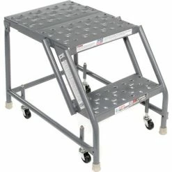 Tri-Arc Perforated 16"W 2 Step Steel Rolling Ladder 20"D Top Step - KDSR002166-D2