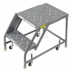 Tri-Arc Perforated 16"W 2 Step Steel Rolling Ladder 20"D Top Step - KDSR002166-D2 -Ladders Sales Store 861013PS 04