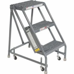 Tri-Arc Grip 16"W 3 Step Steel Rolling Ladder 20"D Top Step - KDSR003162-D2