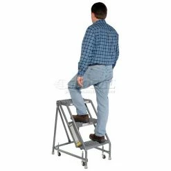 Tri-Arc Grip 16"W 3 Step Steel Rolling Ladder 20"D Top Step - KDSR003162-D2 -Ladders Sales Store 861014GS 05 5