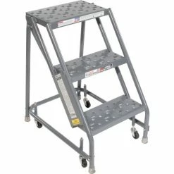 Tri-Arc Perforated 16"W 3 Step Steel Rolling Ladder 20"D Top Step - KDSR003166-D2