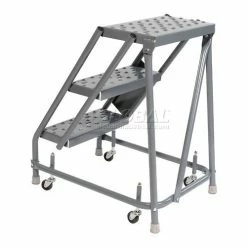 Tri-Arc Perforated 16"W 3 Step Steel Rolling Ladder 20"D Top Step - KDSR003166-D2 -Ladders Sales Store 861014PS 02 1