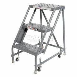 Tri-Arc Perforated 16"W 3 Step Steel Rolling Ladder 20"D Top Step - KDSR003166-D2 -Ladders Sales Store 861014PS 03 1