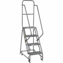 Tri-Arc Grip 16"W 4 Step Steel Rolling Ladder 10"D Top Step - KDSR104162