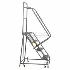 Tri-Arc Grip 16"W 4 Step Steel Rolling Ladder 10"D Top Step - KDSR104162 -Ladders Sales Store 861016gs 04