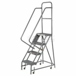Tri-Arc Grip 16"W 4 Step Steel Rolling Ladder 10"D Top Step - KDSR104162 -Ladders Sales Store 861016gs 05