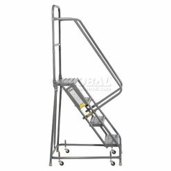 Tri-Arc Perforated 16"W 4 Step Steel Rolling Ladder 10"D Top Step - KDSR104166 24 Tri-Arc Perforated 16"W 4 Step Steel Rolling Ladder 10"D Top Step - KDSR104166 -Ladders Sales Store 861016ps 02