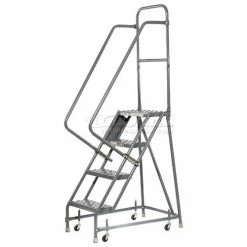 Tri-Arc Perforated 16"W 4 Step Steel Rolling Ladder 10"D Top Step - KDSR104166 25 Tri-Arc Perforated 16"W 4 Step Steel Rolling Ladder 10"D Top Step - KDSR104166 -Ladders Sales Store 861016ps 03