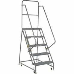 Tri-Arc Grip 16"W 5 Step Steel Rolling Ladder 10"D Top Step - KDSR105162