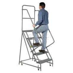 Tri-Arc Grip 16"W 5 Step Steel Rolling Ladder 10"D Top Step - KDSR105162 23 Tri-Arc Grip 16"W 5 Step Steel Rolling Ladder 10"D Top Step - KDSR105162 -Ladders Sales Store 861020gs 02 1