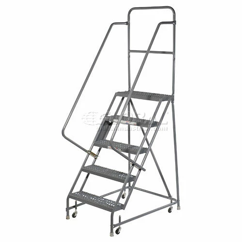 Tri-Arc Grip 16"W 5 Step Steel Rolling Ladder 10"D Top Step - KDSR105162 4 Tri-Arc Grip 16"W 5 Step Steel Rolling Ladder 10"D Top Step - KDSR105162 - Image 2