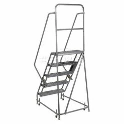 Tri-Arc Grip 16"W 5 Step Steel Rolling Ladder 10"D Top Step - KDSR105162 21 Tri-Arc Grip 16"W 5 Step Steel Rolling Ladder 10"D Top Step - KDSR105162 -Ladders Sales Store 861020gs 06 1