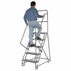 Tri-Arc Perforated 16"W 5 Step Steel Rolling Ladder 10"D Top Step - KDSR105166 -Ladders Sales Store 861020ps 04