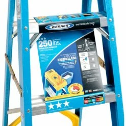 Werner 4' Fiberglass Step Ladder w/ Plastic Tool Tray - 6004 -Ladders Sales Store 942800 04