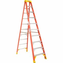 Werner 10' Fiberglass Step Ladder w/ Plastic Tool Tray 300 lb. Cap - 6210