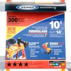 Werner 10' Fiberglass Step Ladder w/ Plastic Tool Tray 300 lb. Cap - 6210 -Ladders Sales Store 942814 10