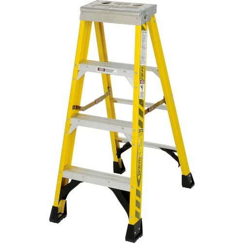 Werner 4' Fiberglass Step Ladder w/ Aluminum Tool Tray 375 lb. Cap - 7304 3 Werner 4' Fiberglass Step Ladder w/ Aluminum Tool Tray 375 lb. Cap - 7304