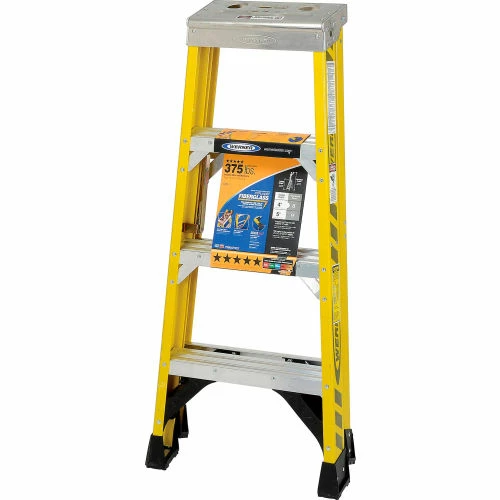 Werner 4' Fiberglass Step Ladder w/ Aluminum Tool Tray 375 lb. Cap - 7304 4 Werner 4' Fiberglass Step Ladder w/ Aluminum Tool Tray 375 lb. Cap - 7304 - Image 2