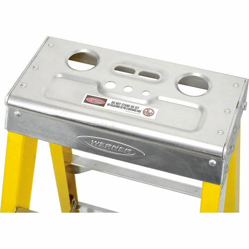 Werner 4' Fiberglass Step Ladder w/ Aluminum Tool Tray 375 lb. Cap - 7304 6 Werner 4' Fiberglass Step Ladder w/ Aluminum Tool Tray 375 lb. Cap - 7304 - Image 4