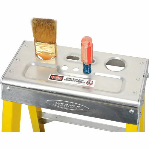 Werner 4' Fiberglass Step Ladder w/ Aluminum Tool Tray 375 lb. Cap - 7304 10 Werner 4' Fiberglass Step Ladder w/ Aluminum Tool Tray 375 lb. Cap - 7304 - Image 8