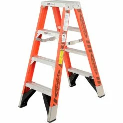 Werner 4' Dual Access Fiberglass Step Ladder 375 lb. Cap - T7404 -Ladders Sales Store 954942 03