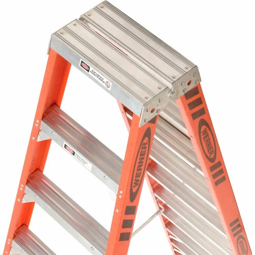 Werner 10' Dual Access Fiberglass Step Ladder 375 lb. Cap - T7410 8 Werner 10' Dual Access Fiberglass Step Ladder 375 lb. Cap - T7410 - Image 6