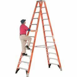 Werner 12' Dual Access Fiberglass Step Ladder 375 lb. Cap - T7412 -Ladders Sales Store 954952 02