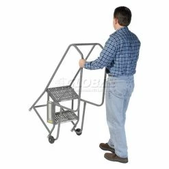 Tri-Arc 2 Step Steel 16"W Step Tilt And Roll Ladder - Grip Strut Tread - KDTF102162 -Ladders Sales Store 975223gs 05