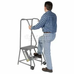 Tri-Arc 2 Step Steel 16"W Step Tilt And Roll Ladder - Grip Strut Tread - KDTF102162 -Ladders Sales Store 975223gs 06