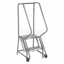 Tri-Arc 2 Step Steel 16"W Step Tilt And Roll Ladder - Perforated Tread - KDTF102166