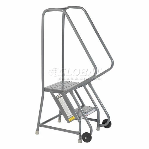 Tri-Arc 2 Step Steel 16"W Step Tilt And Roll Ladder - Perforated Tread - KDTF102166 4 Tri-Arc 2 Step Steel 16"W Step Tilt And Roll Ladder - Perforated Tread - KDTF102166 - Image 2